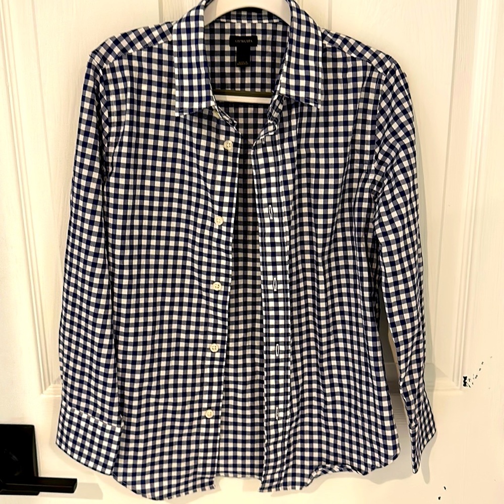 Crewcuts Navy and White gingham Button Down